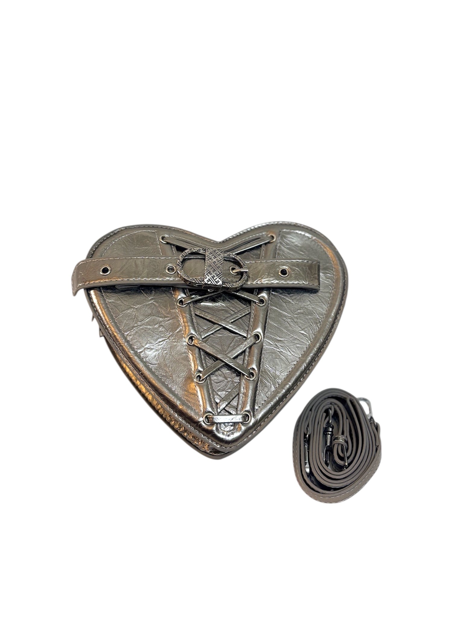 Textured Heart Bag - Silver