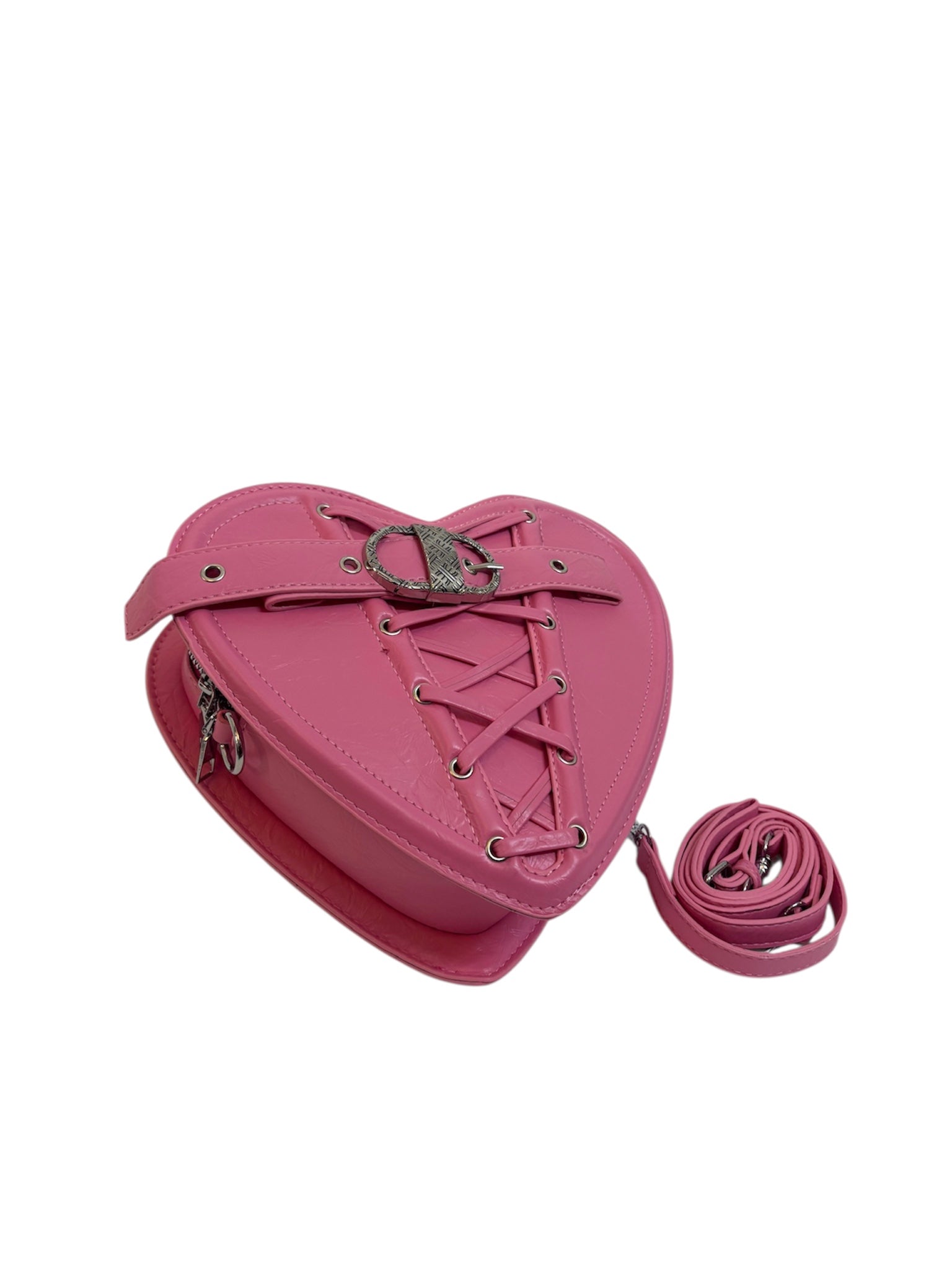 Textured Heart Bag - Pink
