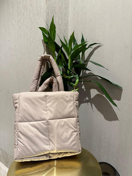 Beige Puffer Tote