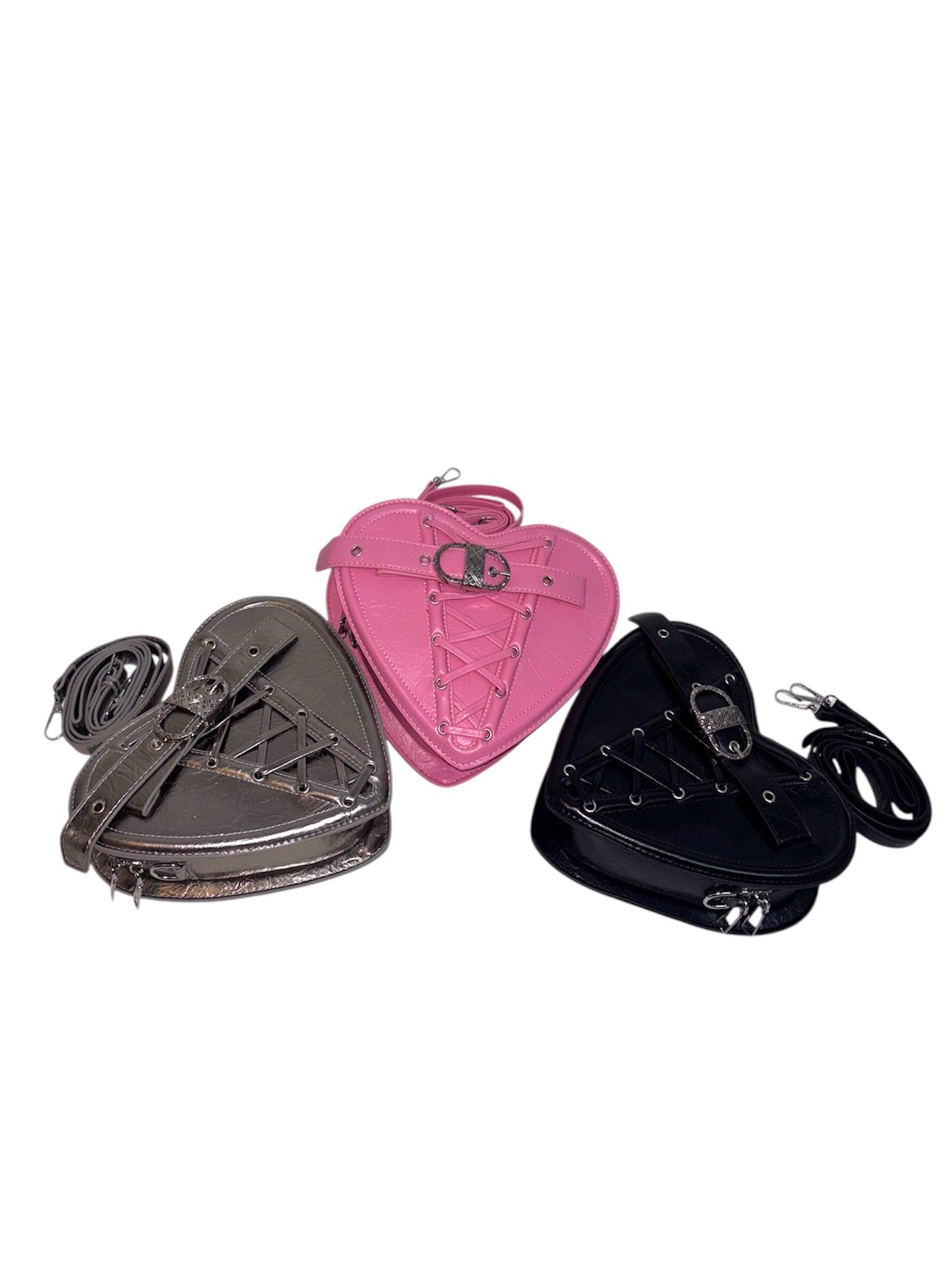 Textured Heart Bag - Silver