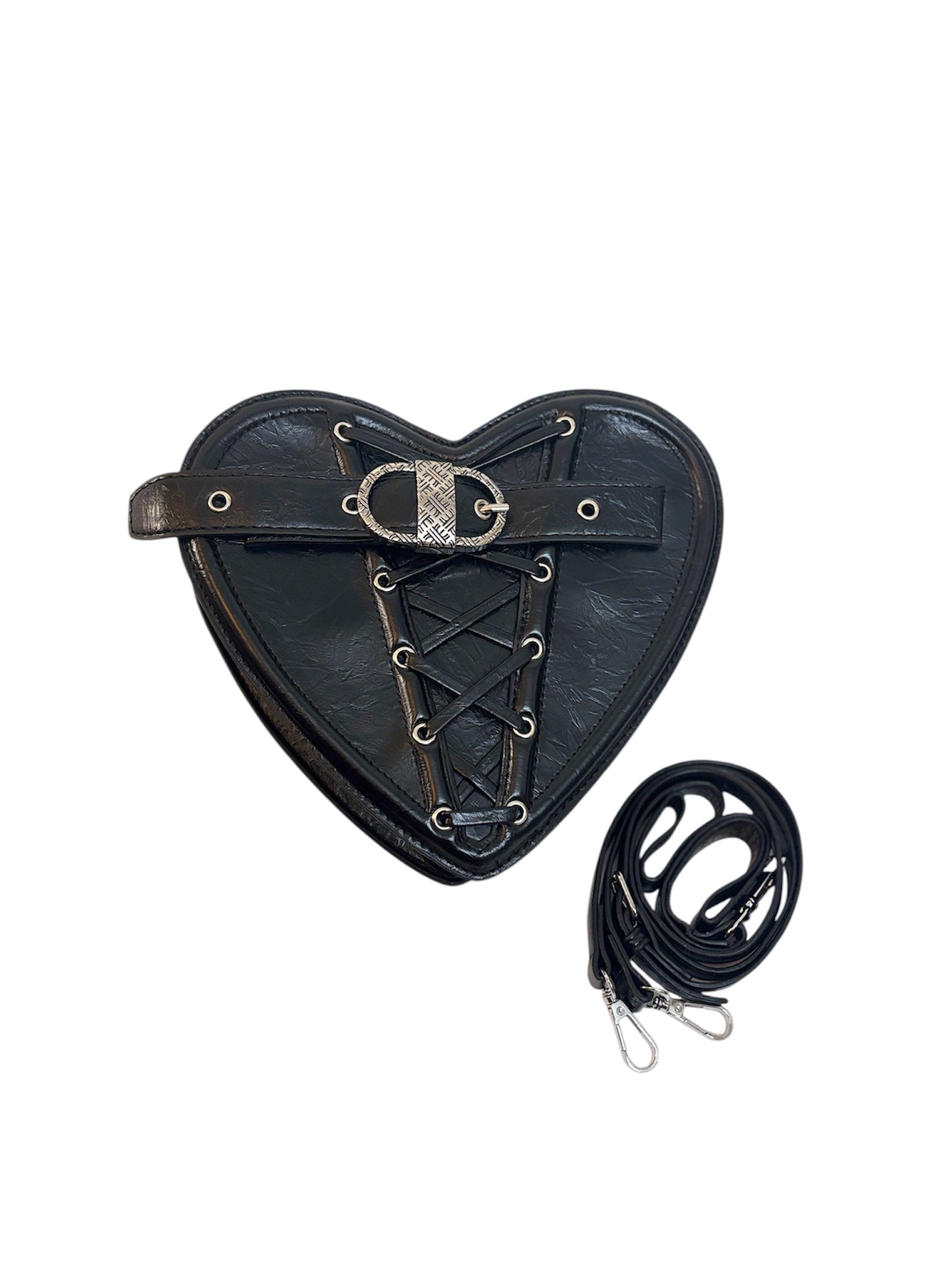 Textured Heart Bag - Black