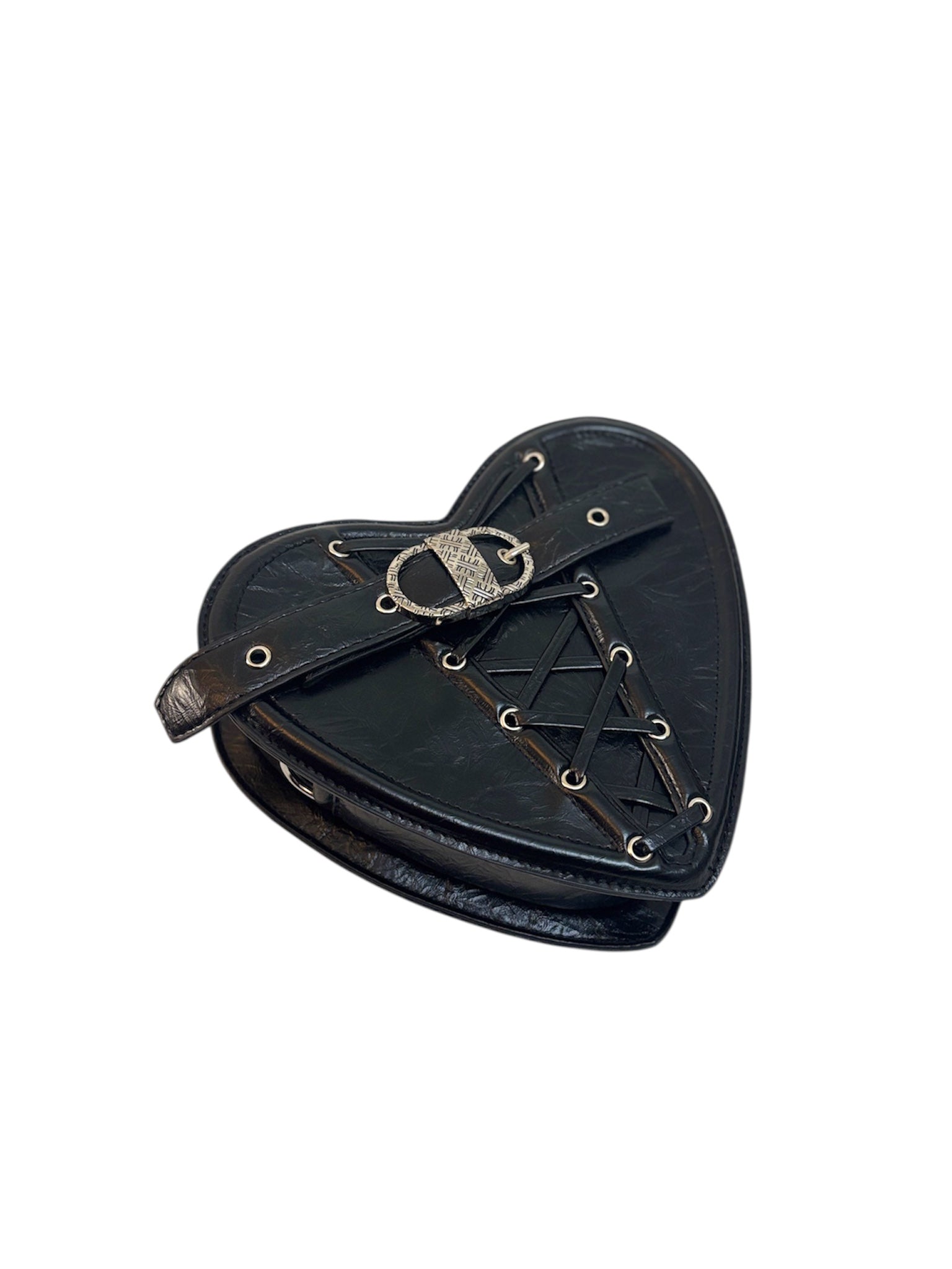 Textured Heart Bag - Black